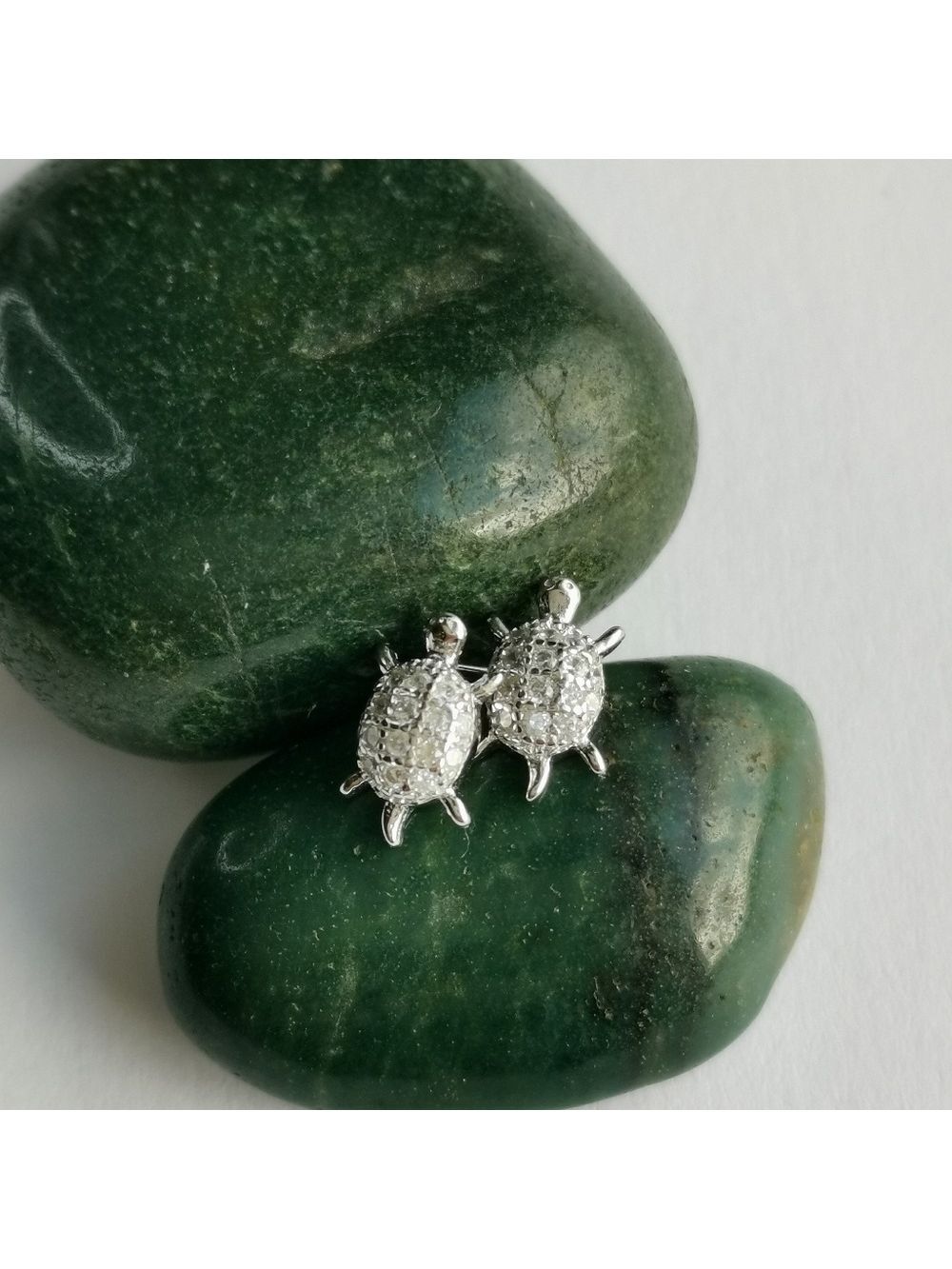 CZ sterling silver Turtle stud earrings